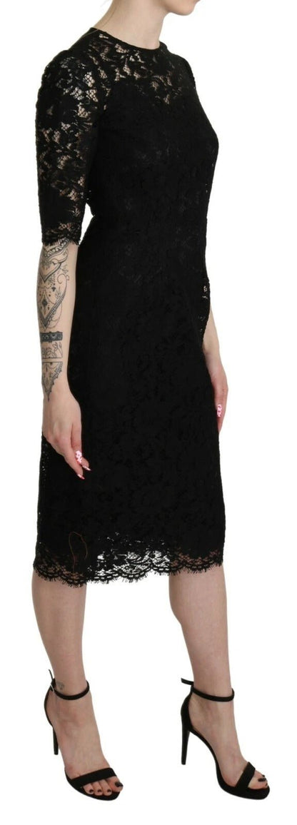 Dolce & Gabbana Black Floral Lace Sheath Knee Length Dress – IT40|S par Dolce & Gabbana | Disponible sur Sandy Store ByNet