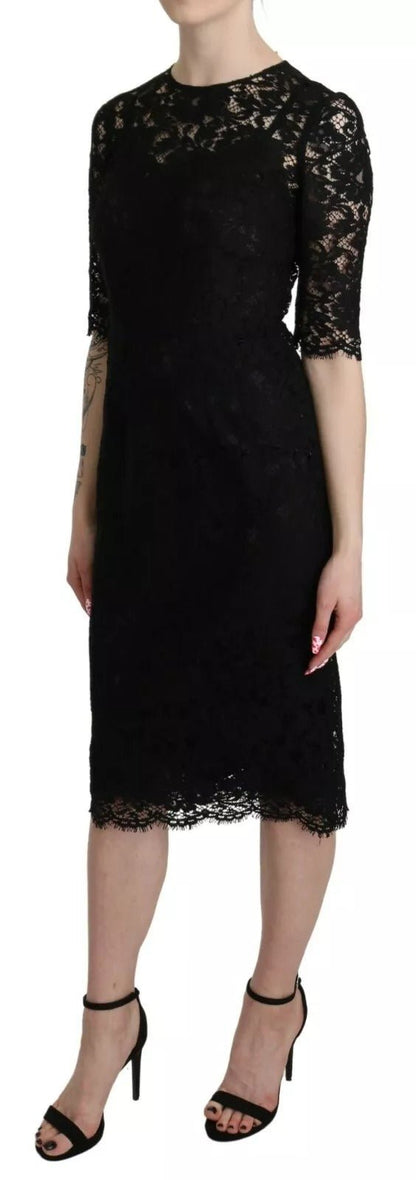 Dolce & Gabbana Black Floral Lace Sheath Knee Length Dress – IT40|S par Dolce & Gabbana | Disponible sur Sandy Store ByNet