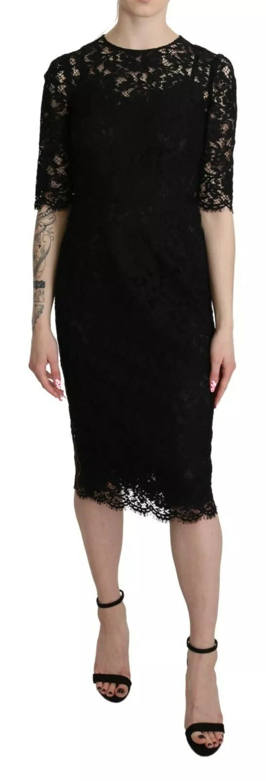 Dolce & Gabbana Black Floral Lace Sheath Knee Length Dress – IT40|S par Dolce & Gabbana | Disponible sur Sandy Store ByNet