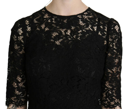 Dolce & Gabbana Black Floral Lace Sheath Knee Length Dress – IT40|S par Dolce & Gabbana | Disponible sur Sandy Store ByNet