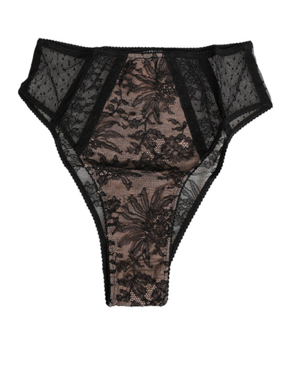 Dolce & Gabbana Black Floral Lace Sheer Mesh High Waist Underwear – IT3 | M par Dolce & Gabbana | Disponible sur Sandy Store ByNet