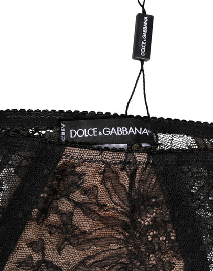 Dolce & Gabbana Black Floral Lace Sheer Mesh High Waist Underwear – IT3 | M par Dolce & Gabbana | Disponible sur Sandy Store ByNet