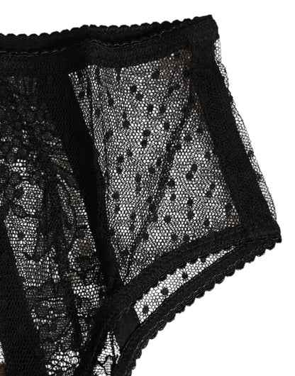 Dolce & Gabbana Black Floral Lace Sheer Mesh High Waist Underwear – IT3 | M par Dolce & Gabbana | Disponible sur Sandy Store ByNet