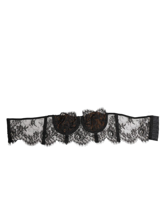 Dolce & Gabbana Black Floral Lace Strapless Bustier Underwear – IT2 | S par Dolce & Gabbana | Disponible sur Sandy Store ByNet