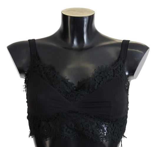 Dolce & Gabbana Black Floral Lace Stretch Bralette Underwear - Sandy Store ByNet