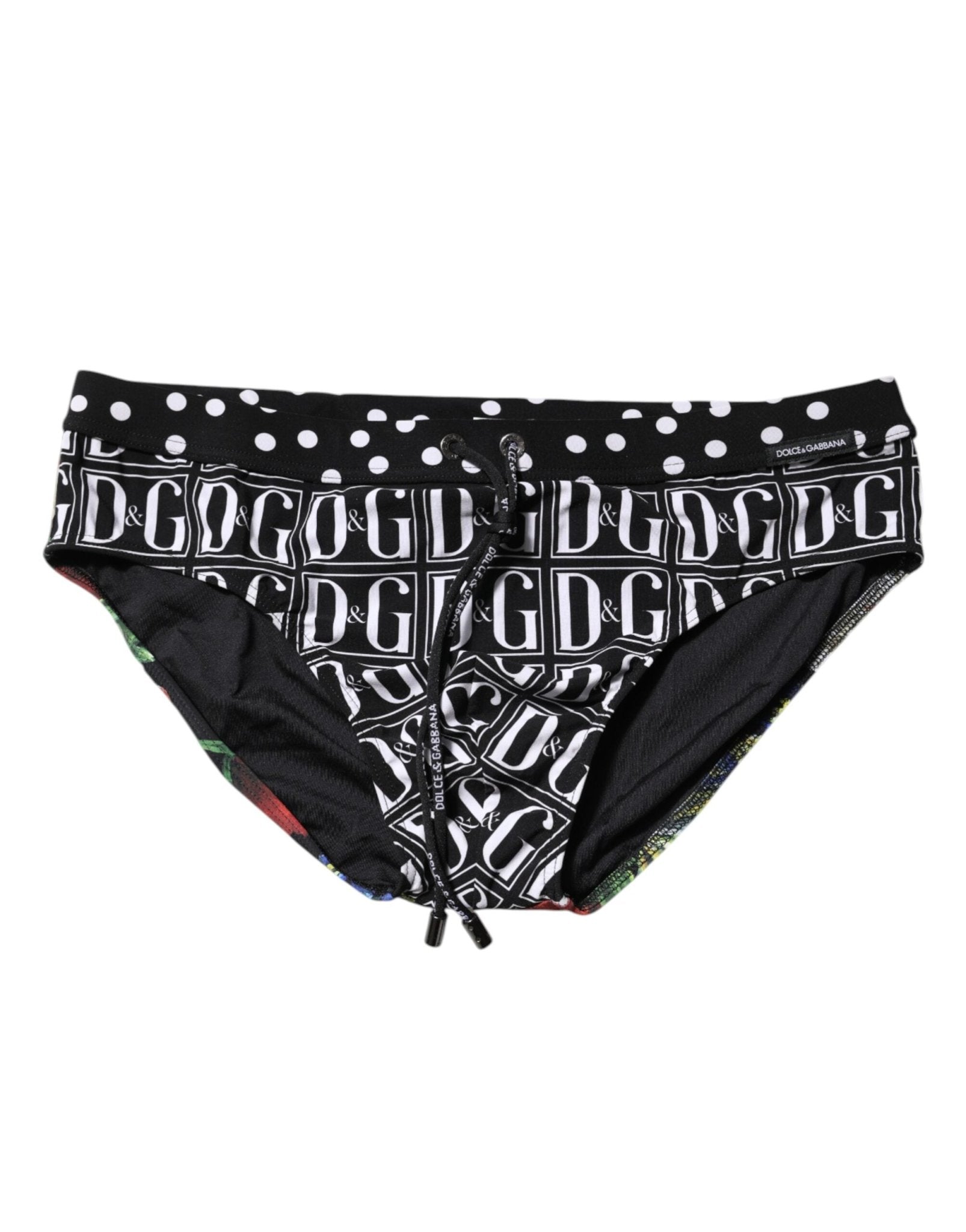 Dolce & Gabbana Black Floral Logo Beachwear Men Brief Swimwear – IT4 | S par Dolce & Gabbana | Disponible sur Sandy Store ByNet