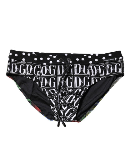 Dolce & Gabbana Black Floral Logo Beachwear Men Brief Swimwear – IT4 | S par Dolce & Gabbana | Disponible sur Sandy Store ByNet