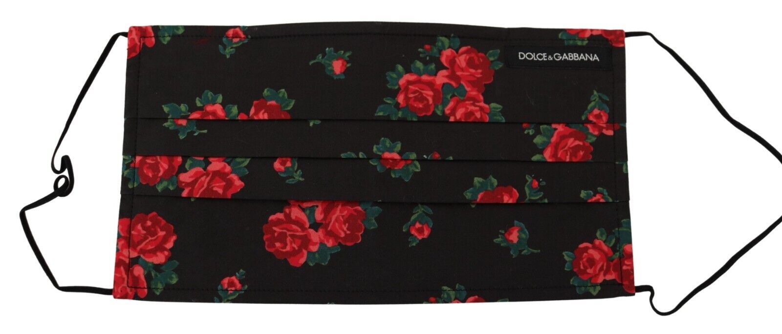 Dolce & Gabbana Black Floral Pleated Elastic Ear Strap One Size Face Mask – par Dolce & Gabbana | Disponible sur Sandy Store ByNet
