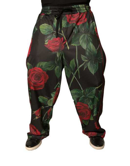 Dolce & Gabbana Black Floral Polyester Jogger Sweatpants Pants – IT56 | XXL par Dolce & Gabbana | Disponible sur Sandy Store ByNet