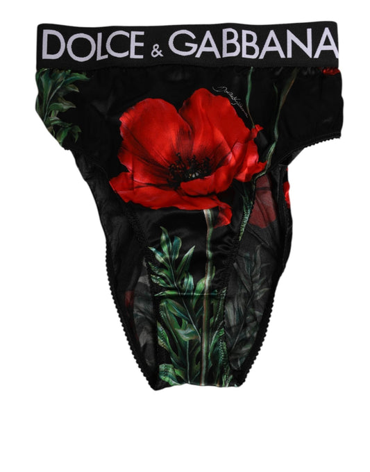 Dolce & Gabbana Black Floral Print High Waist Sheer Mesh Underwear – IT3 | M par Dolce & Gabbana | Disponible sur Sandy Store ByNet