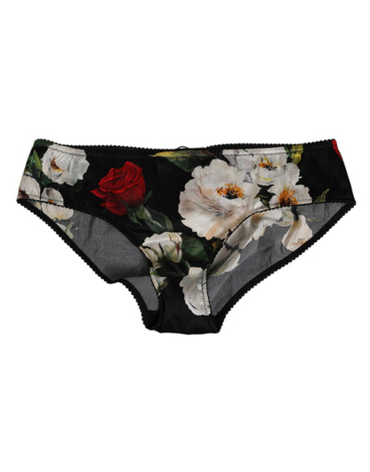 Dolce & Gabbana Black Floral Print Mid Waist Panty Underwear – IT2 | S par Dolce & Gabbana | Disponible sur Sandy Store ByNet