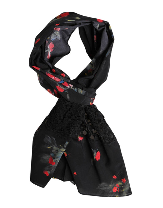 Dolce & Gabbana Black Floral Print Neck Warmer Wrap Scarf – par Dolce & Gabbana | Disponible sur Sandy Store ByNet
