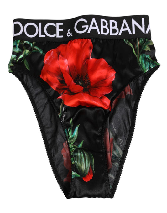 Dolce & Gabbana Black Floral Silk High Waist Panty Underwear – IT1 | XS par Dolce & Gabbana | Disponible sur Sandy Store ByNet