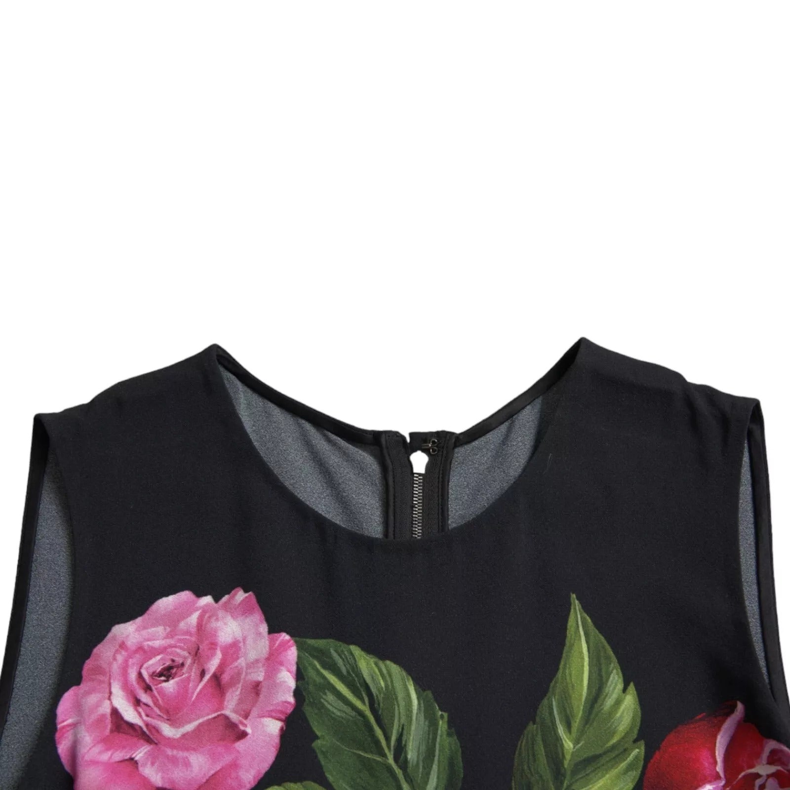 Dolce & Gabbana Black Floral Viscose Round Neck Tank Top – IT38 | XS par Dolce & Gabbana | Disponible sur Sandy Store ByNet