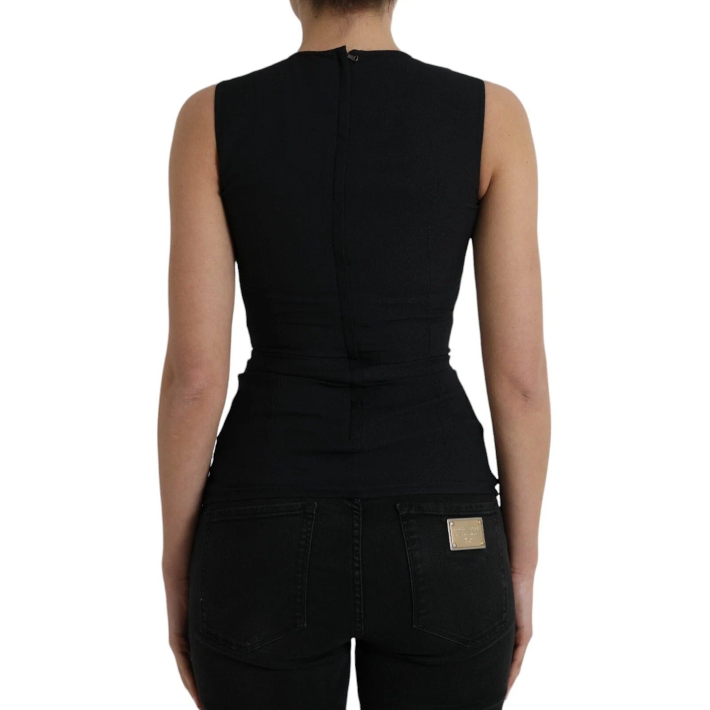 Dolce & Gabbana Black Floral Viscose Round Neck Tank Top – IT38 | XS par Dolce & Gabbana | Disponible sur Sandy Store ByNet