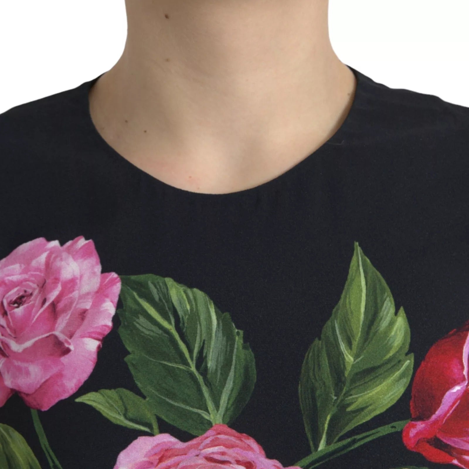 Dolce & Gabbana Black Floral Viscose Round Neck Tank Top – IT38 | XS par Dolce & Gabbana | Disponible sur Sandy Store ByNet