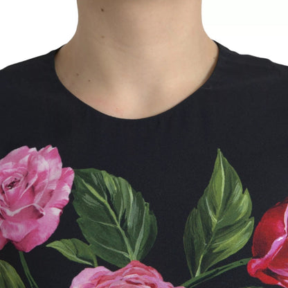 Dolce & Gabbana Black Floral Viscose Round Neck Tank Top – IT38 | XS par Dolce & Gabbana | Disponible sur Sandy Store ByNet