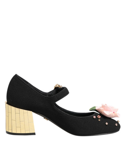 Dolce & Gabbana Black Flower Crystal Embellished Mary Jane Shoes – EU35/US4.5 par Dolce & Gabbana | Disponible sur Sandy Store ByNet