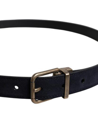 Dolce & Gabbana Black Goat Leather Metal Buckle Classic Belt - Sandy Store ByNet