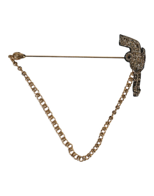 Dolce & Gabbana Black Gold Brass Copper Revolver Brooch Lapel Pin – par Dolce & Gabbana | Disponible sur Sandy Store ByNet