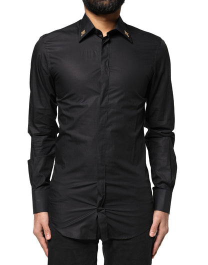 Dolce & Gabbana Black GOLD Cross Embellished Men Dress Shirt - Sandy Store ByNet