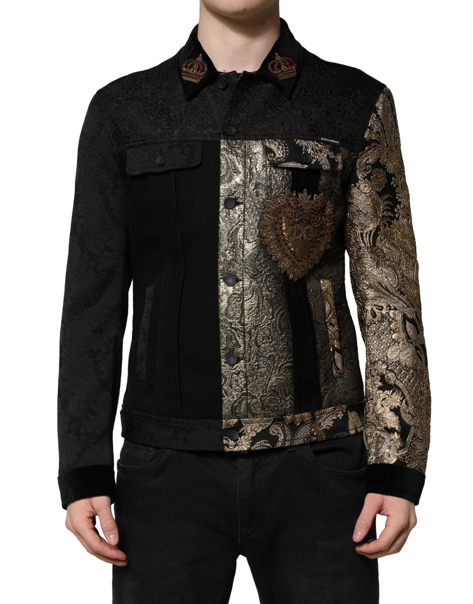 Dolce & Gabbana Black Gold Floral Jacquard Men Biker Jacket – IT50 | L par Dolce & Gabbana | Disponible sur Sandy Store ByNet