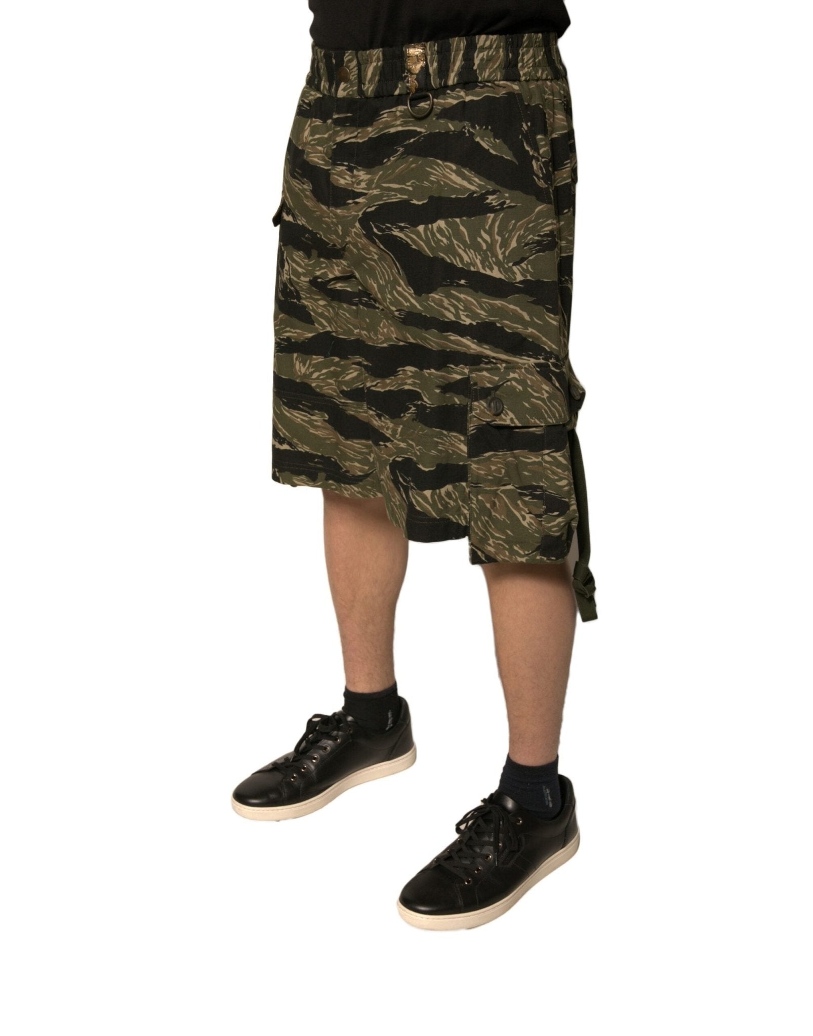 Dolce & Gabbana Black Gold Patterned Cotton Bermuda Shorts - Sandy Store ByNet