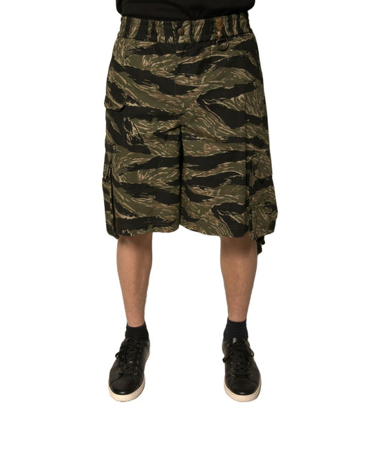 Dolce & Gabbana Black Gold Patterned Cotton Bermuda Shorts - Sandy Store ByNet