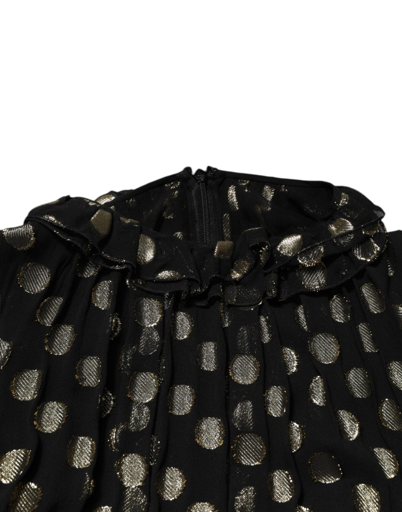 Dolce & Gabbana Black Gold Polka Dot Silk Brocade Mini Dress – IT40|S par Dolce & Gabbana | Disponible sur Sandy Store ByNet