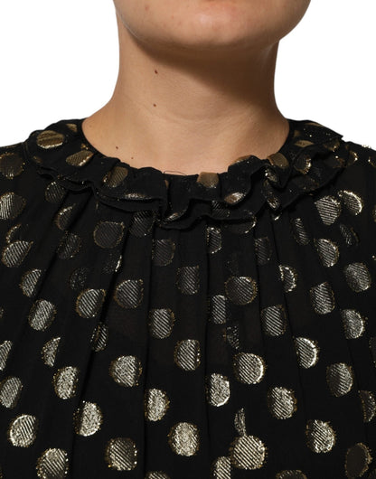 Dolce & Gabbana Black Gold Polka Dot Silk Brocade Mini Dress – IT40|S par Dolce & Gabbana | Disponible sur Sandy Store ByNet