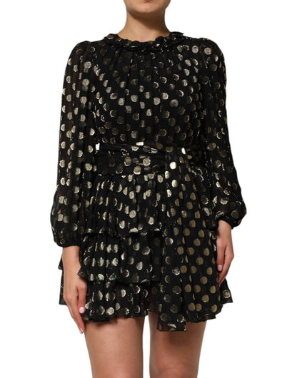 Dolce & Gabbana Black Gold Polka Dot Silk Brocade Mini Dress – IT40|S par Dolce & Gabbana | Disponible sur Sandy Store ByNet
