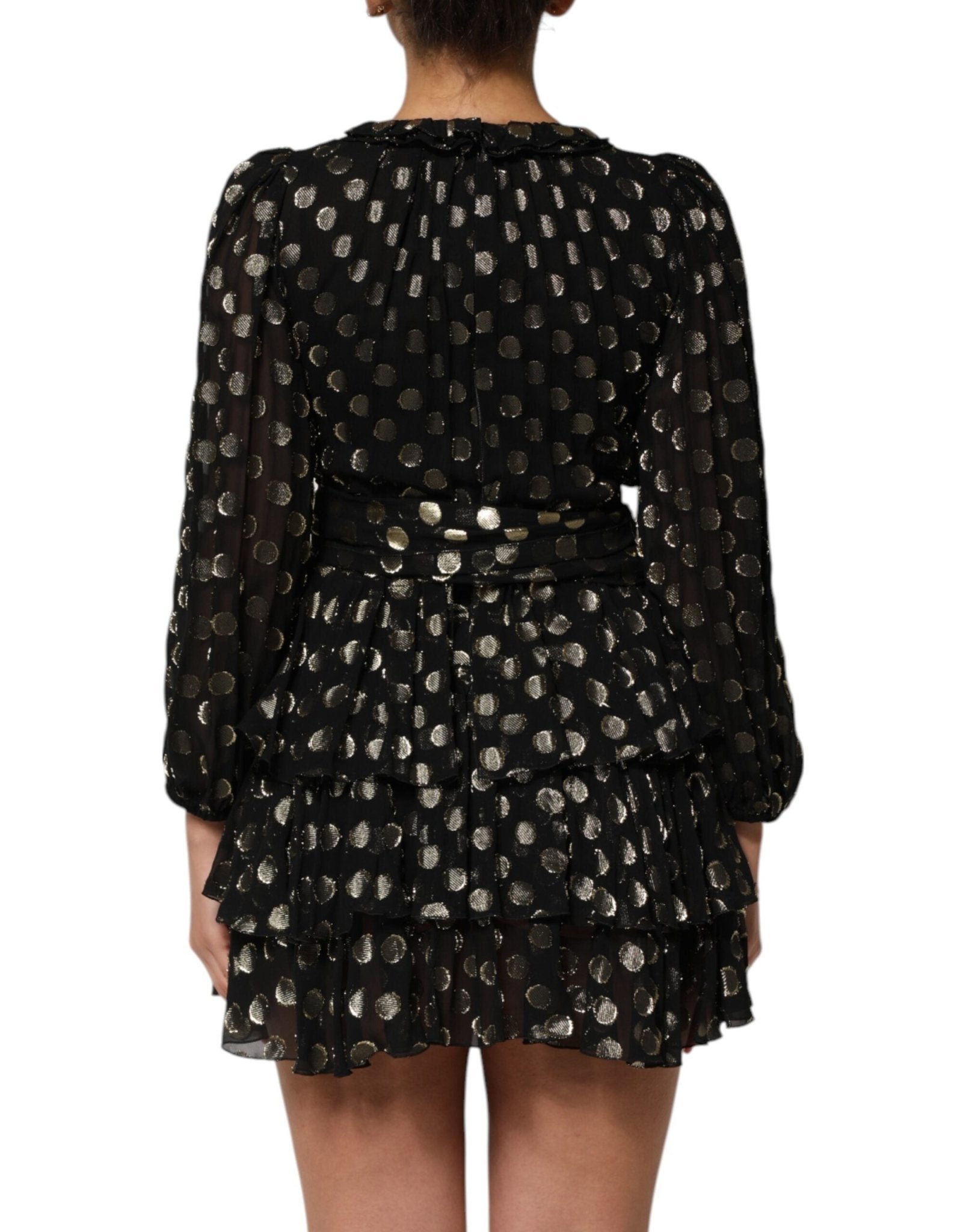 Dolce & Gabbana Black Gold Polka Dot Silk Brocade Mini Dress – IT40|S par Dolce & Gabbana | Disponible sur Sandy Store ByNet