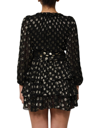 Dolce & Gabbana Black Gold Polka Dot Silk Brocade Mini Dress – IT40|S par Dolce & Gabbana | Disponible sur Sandy Store ByNet