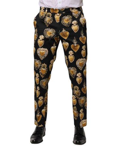 Dolce & Gabbana Black Gold Sacred Heart Print Pants – IT48 | M par Dolce & Gabbana | Disponible sur Sandy Store ByNet