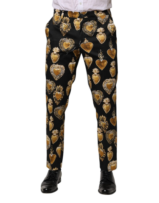 Dolce & Gabbana Black Gold Sacred Heart Print Pants – IT48 | M par Dolce & Gabbana | Disponible sur Sandy Store ByNet