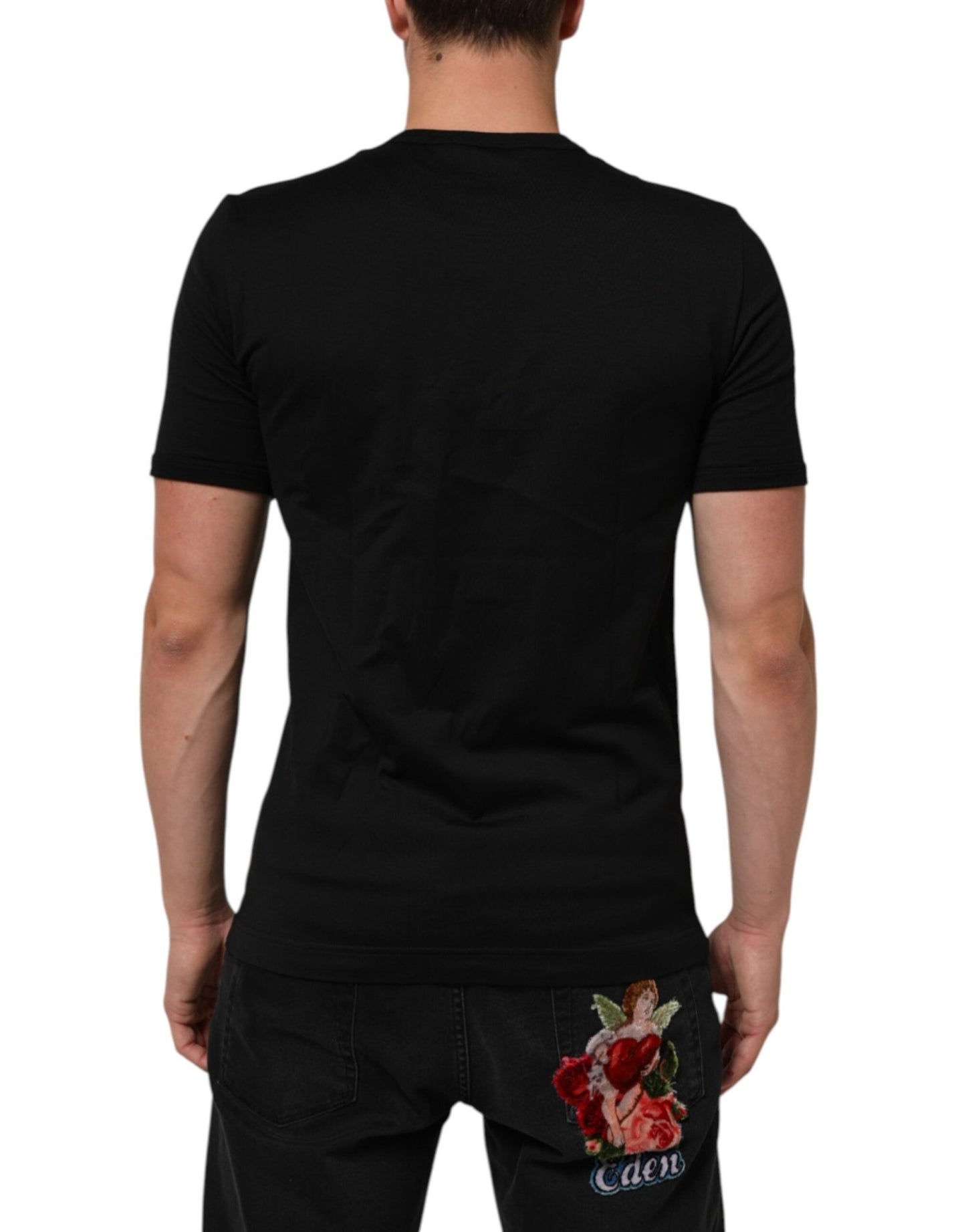 Dolce & Gabbana Black Goodluck 2021 Cotton Crew Neck T-shirt – IT48 | M par Dolce & Gabbana | Disponible sur Sandy Store ByNet