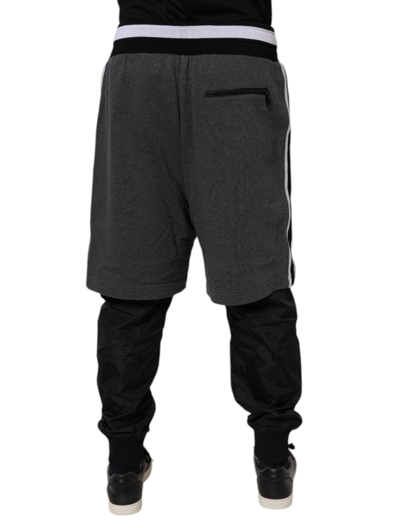 Dolce & Gabbana Black Gray Cotton Layered Men Sweatpants Pants - Sandy Store ByNet