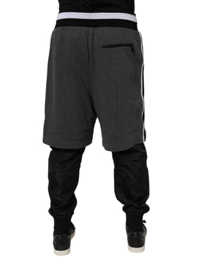 Dolce & Gabbana Black Gray Cotton Layered Men Sweatpants Pants - Sandy Store ByNet