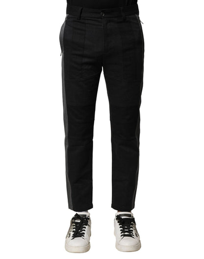 Dolce & Gabbana Black Gray Cotton Tapered Men Pants – IT44 | XS par Dolce & Gabbana | Disponible sur Sandy Store ByNet