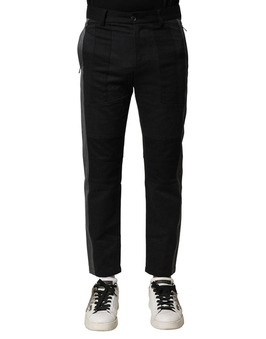 Dolce & Gabbana Black Gray Cotton Tapered Men Pants – IT44 | XS par Dolce & Gabbana | Disponible sur Sandy Store ByNet