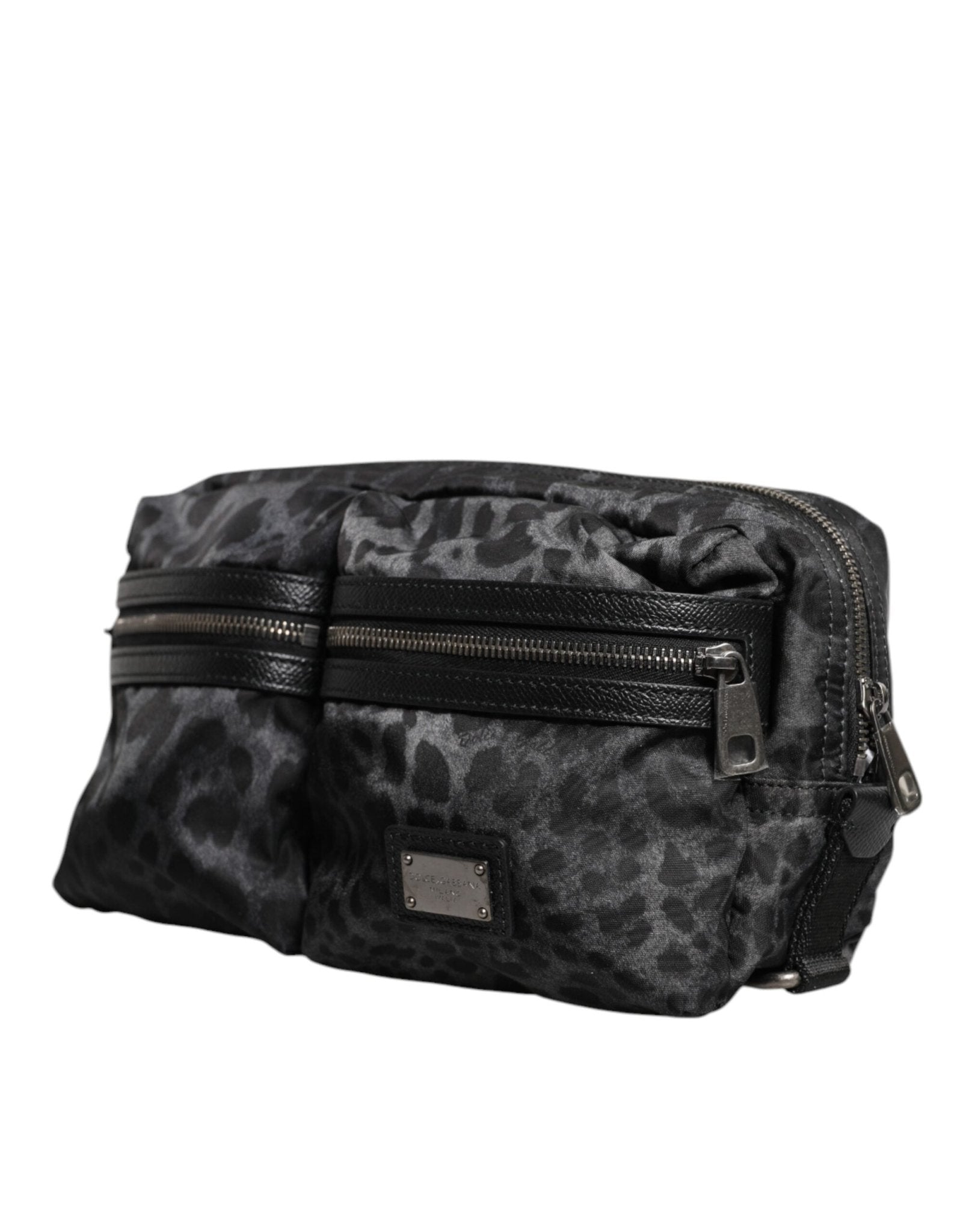 Dolce & Gabbana Black Gray Leopard DG Logo Belt Waist Fanny Pack Bag - Sandy Store ByNet
