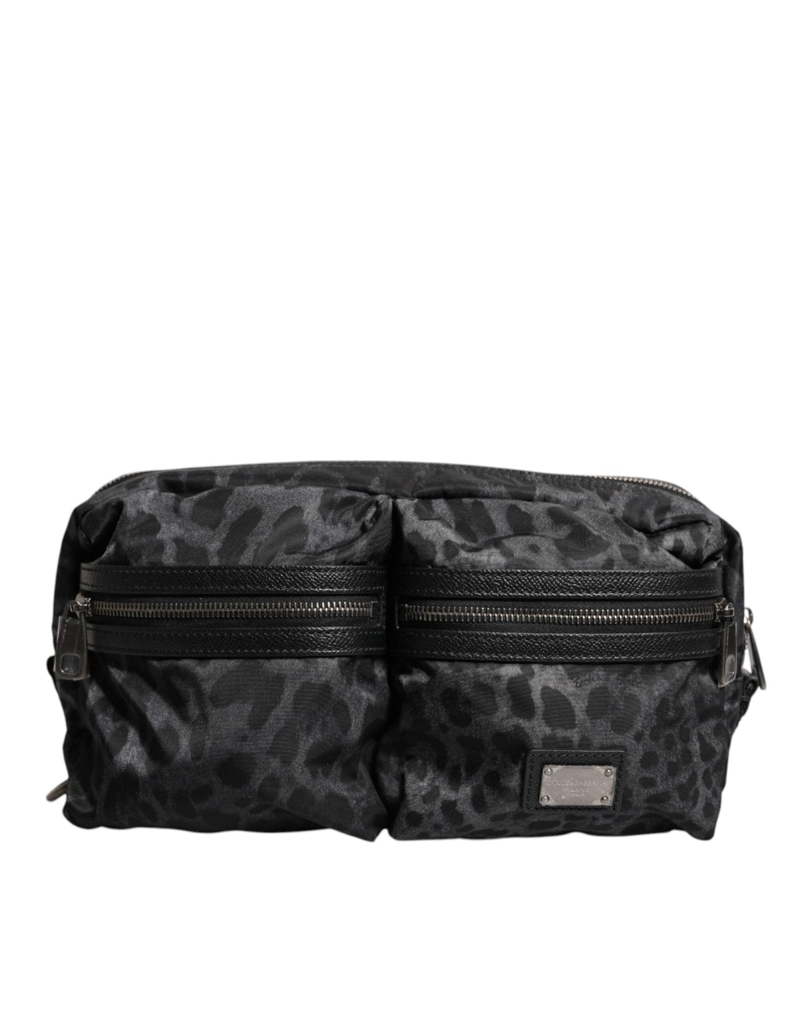 Dolce & Gabbana Black Gray Leopard DG Logo Belt Waist Fanny Pack Bag - Sandy Store ByNet