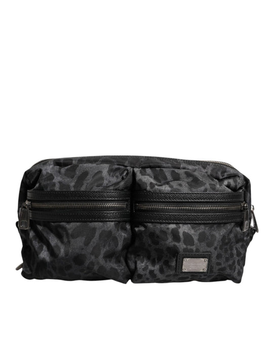 Dolce & Gabbana Black Gray Leopard DG Logo Belt Waist Fanny Pack Bag - Sandy Store ByNet