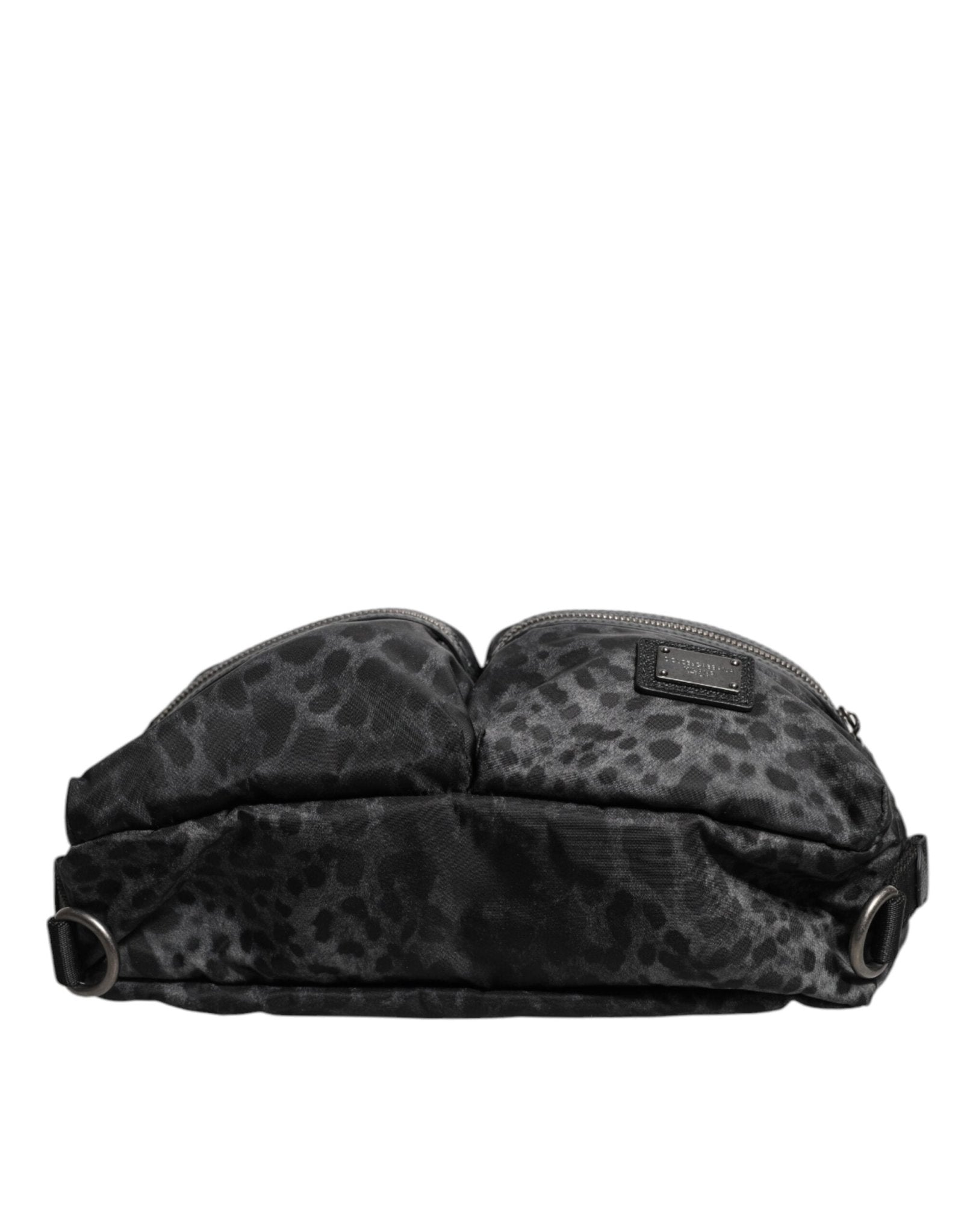 Dolce & Gabbana Black Gray Leopard DG Logo Belt Waist Fanny Pack Bag - Sandy Store ByNet