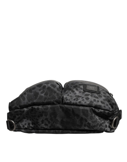 Dolce & Gabbana Black Gray Leopard DG Logo Belt Waist Fanny Pack Bag - Sandy Store ByNet