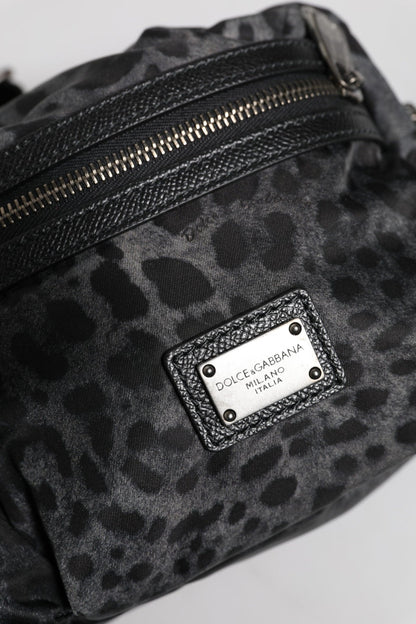 Dolce & Gabbana Black Gray Leopard DG Logo Belt Waist Fanny Pack Bag - Sandy Store ByNet