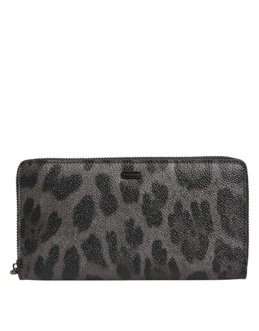 Dolce & Gabbana Black Gray Leopard Leather Zip Around Continental Wallet – par Dolce & Gabbana | Disponible sur Sandy Store ByNet
