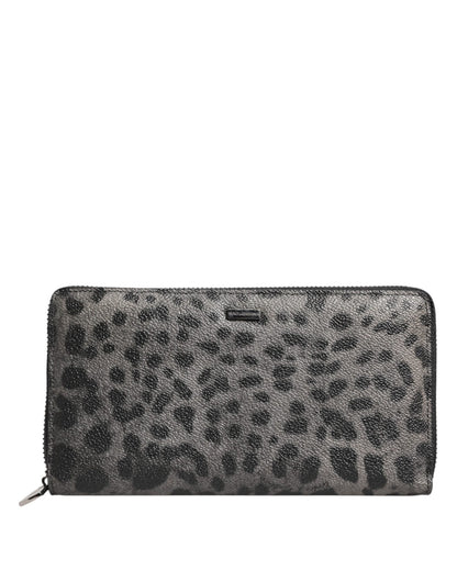 Dolce & Gabbana Black Gray Leopard Leather Zip Around Continental Wallet – par Dolce & Gabbana | Disponible sur Sandy Store ByNet
