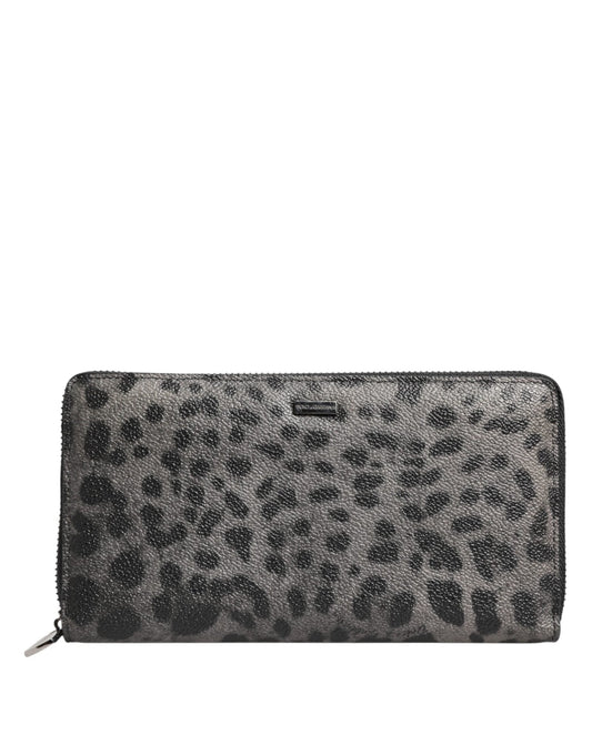 Dolce & Gabbana Black Gray Leopard Leather Zip Around Continental Wallet – par Dolce & Gabbana | Disponible sur Sandy Store ByNet