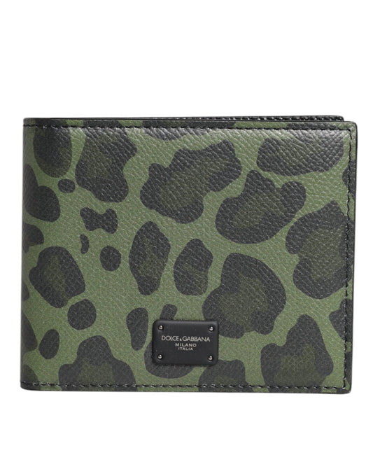 Dolce & Gabbana Black Green Leather DG Plaque Bifold Card Holder Wallet - Sandy Store ByNet